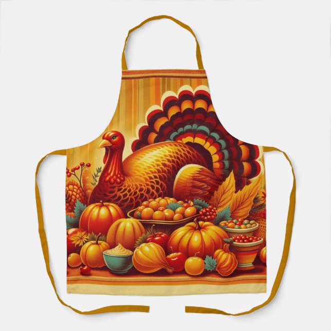 classic/vintage Thanksgiving Turkey Apron (Front)