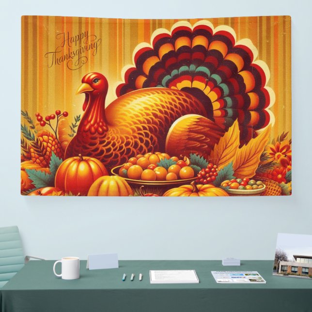 classic/vintage Thanksgiving Turkey Banner (Tradeshow)