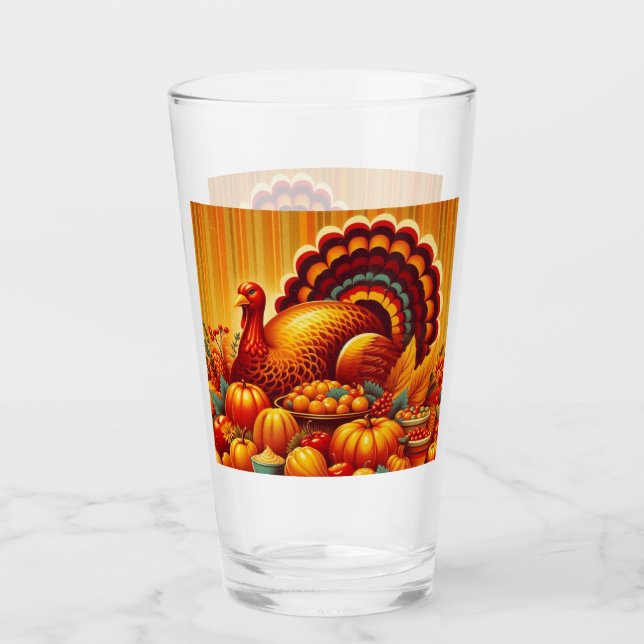 classic/vintage Thanksgiving Turkey Glass (Front)