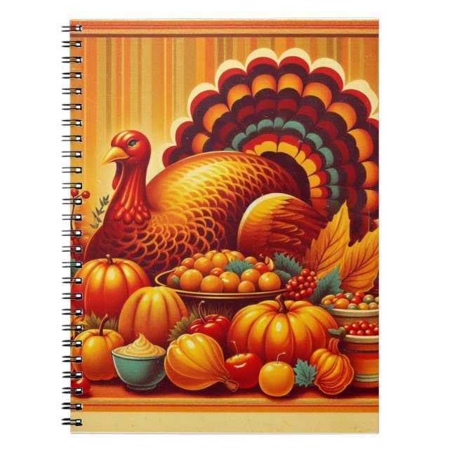 classic/vintage Thanksgiving Turkey Notebook (Front)