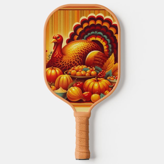 classic/vintage Thanksgiving Turkey Pickleball Paddle (Front)