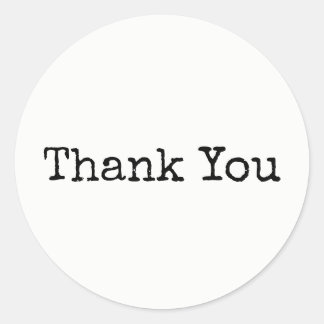 Classic Vintage Typewritten Thank You Round Sticker