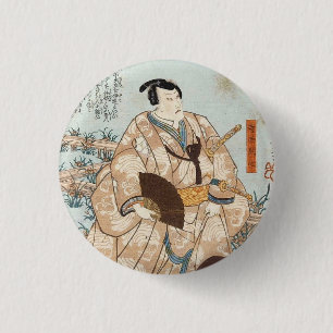 Classic vintage ukiyo-e japanese samurai Utagawa 1 Inch Round Button