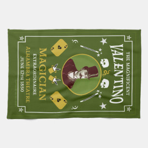 Classic vintage victorian magic Illusionist Kitchen Towel