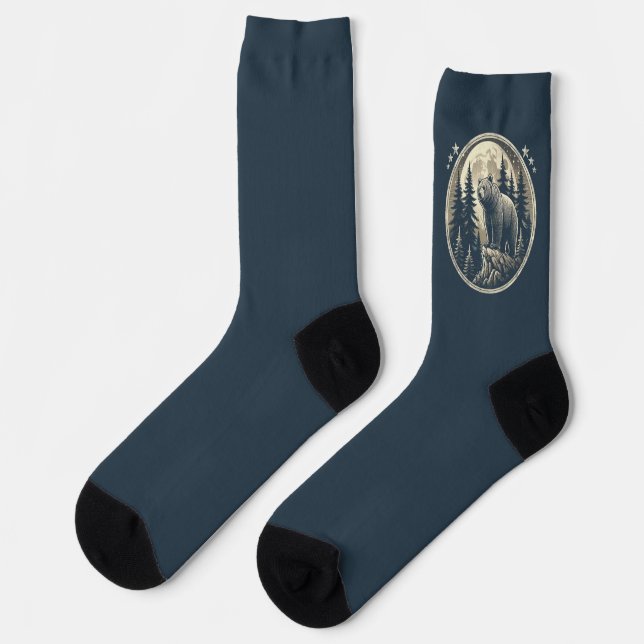 Classic/vintage wilderness bear socks (Left)