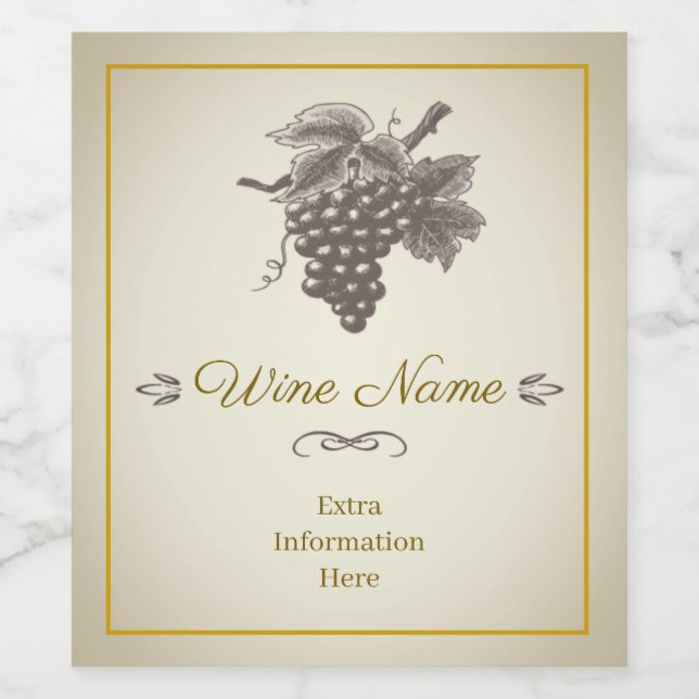 Classic Vintage Wine Label With Yellow (Single Label)