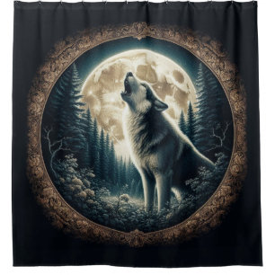 Classic, vintage wolf & moon
