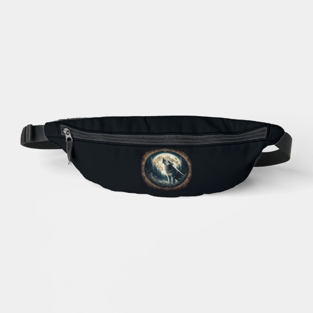 Classic, vintage wolf & moon  fanny pack (Front)
