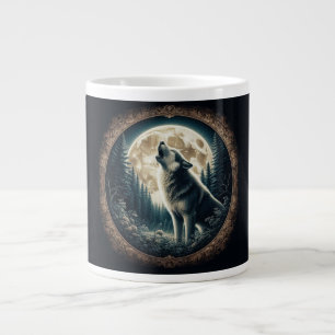 Classic, vintage wolf & moon large coffee mug