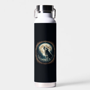 Classic, vintage wolf & moon water bottle
