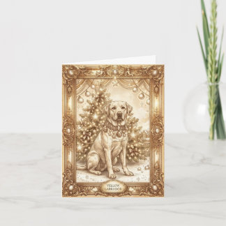 Classic Vintage Yellow Labrador Christmas Card