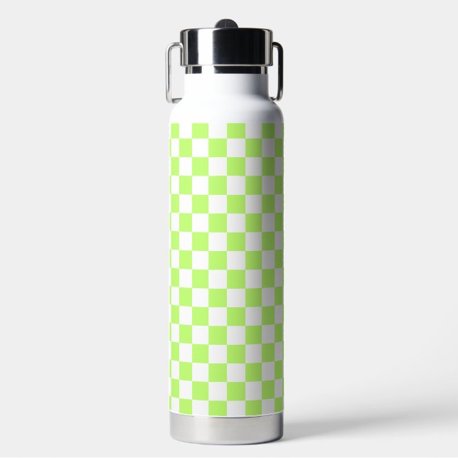 Classic visual lime checkerboard  water bottle (Front)