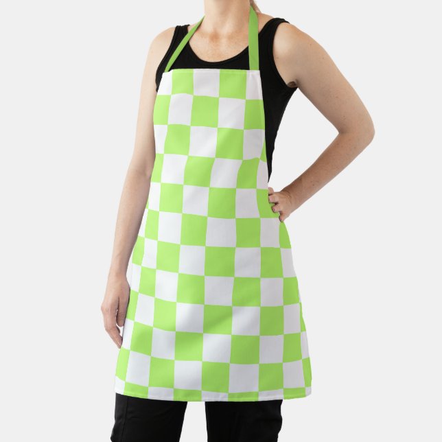 Classic visual lime chequerboard  apron (Insitu)