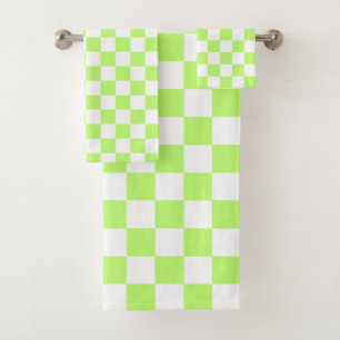Classic visual lime chequerboard bath towel set