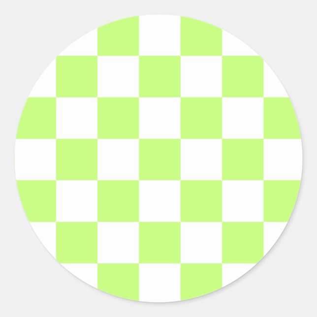 Classic visual lime chequerboard  round sticker (Front)