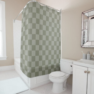 Classic visual magenta checkerboard shower curtai