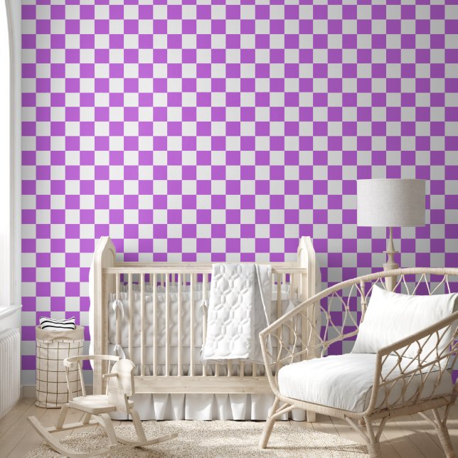 Classic visual magenta checkerboard  wallpaper (Kids)