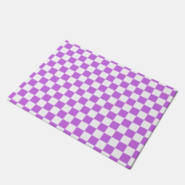 Classic visual magenta chequerboard  doormat (Angled)