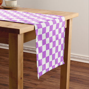 Classic visual magenta chequerboard  short table runner