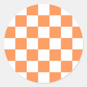 Classic visual orange chequerboard round sticker