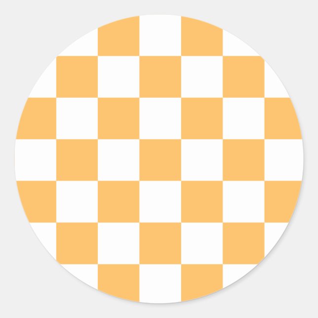 Classic visual peach chequerboard  round sticker (Front)