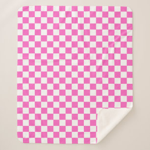 Classic visual pink chequerboard  sherpa blanket