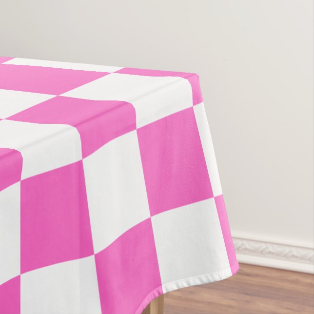Classic visual pink chequerboard  tablecloth (In Situ)
