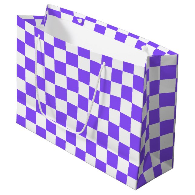 Classic visual purple checkerboard  large gift bag (Front Angled)