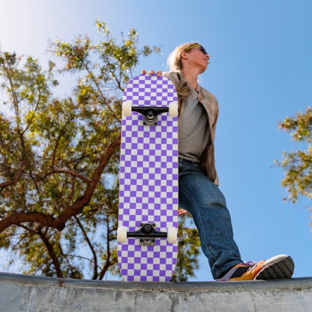 Classic visual purple checkerboard  skateboard (Outdoor 1)
