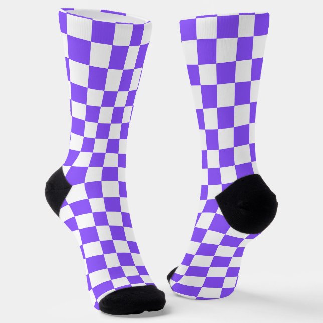 Classic visual purple checkerboard  socks (Angled)