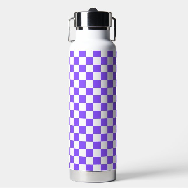 Classic visual purple chequerboard  water bottle (Front)