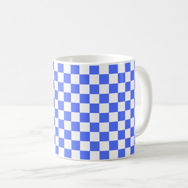 Classic visual sapphire chequerboard  coffee mug (Front Right)