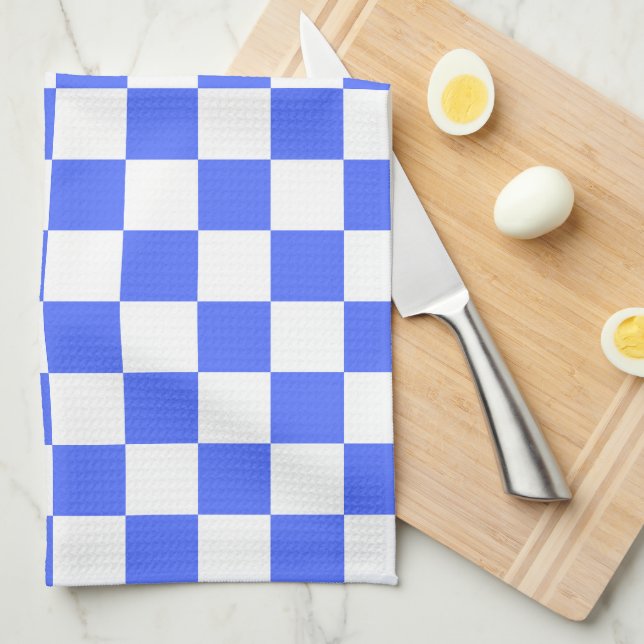 Classic visual sapphire chequerboard  kitchen towel (Quarter Fold)