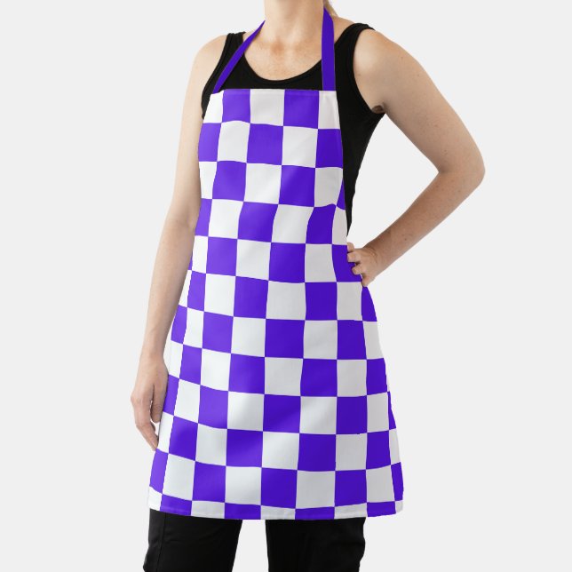 Classic visual turquoise blue checkerboard  apron (Insitu)