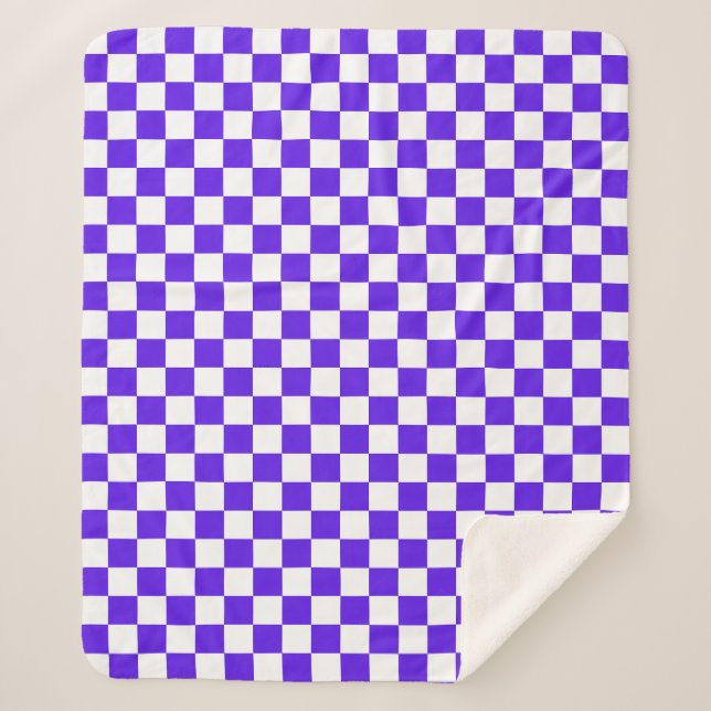 Classic visual violet checkerboard  sherpa blanket (Front)
