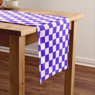 Classic visual violet checkerboard short table runner