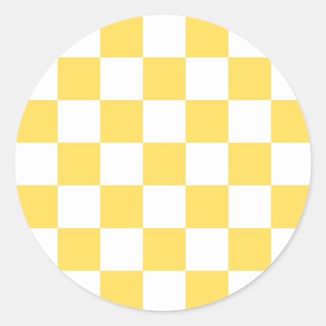 Classic visual yellow chequerboard  round sticker (Front)