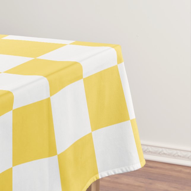Classic visual yellow chequerboard  tablecloth (In Situ)