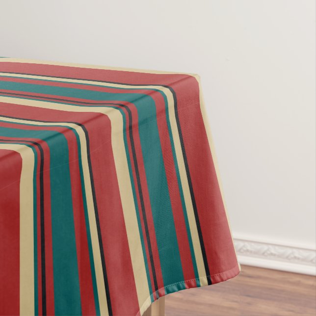 Classic warm vertical stripes, Autumnal hues Tablecloth (In Situ)