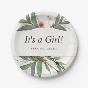 Classic Watercolor Botanical Blossoms Paper Plate