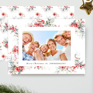 classic watercolor christmas botanical frame holiday card