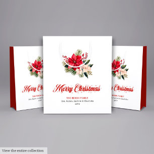 Classic Watercolor Christmas Flower Gift Bags