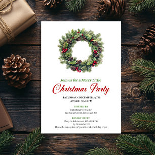 Classic Watercolor Christmas Wreath Invitation