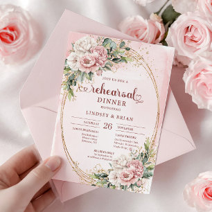 Classic Watercolor Dusty Pink Floral Rehearsal  Invitation