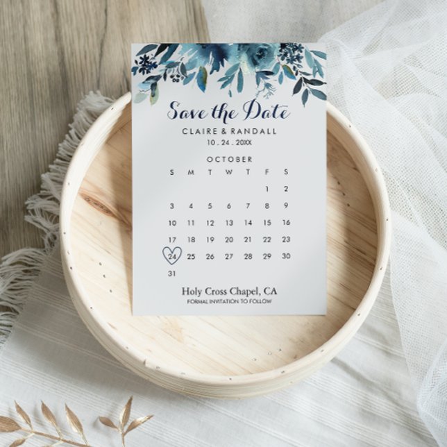 Classic Watercolor Floral Save the Date Calendar (Creator Uploaded)