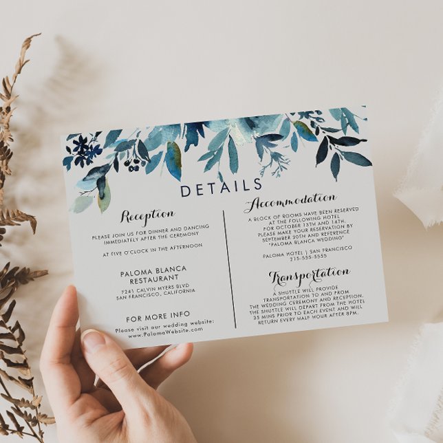 Classic Watercolor Floral Wedding Details  Enclosure Card (Creator Uploaded)