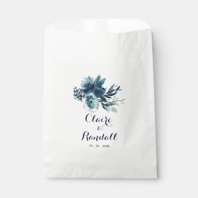 Classic Watercolor Floral Wedding  Favour Bag (Front)