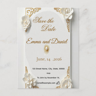 Classic watercolor gold luxury frole frame announcement postcard