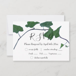 Classic watercolor Green English Ivy RSVP Card