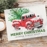 Classic Watercolor Red Truck Christmas Holiday Postcard<br><div class="desc">Watercolor red truck with christmas pine tree. Classic Christmas Design.
Add your business logo. This card is specifically for Medical Practice to send clients for the Holidays. 
 
 Available here:
 http://www.zazzle.com/selectpartysupplies</div>